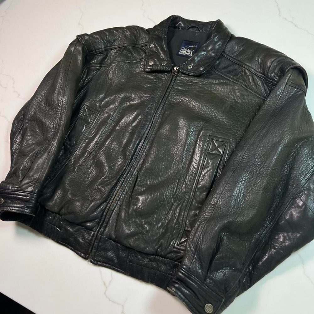 Vintage Robert‎ Comstock black leather bomber jacket